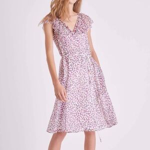NWT French Connection Ekeze Crinkle Dress, Wild Rosa/Multi